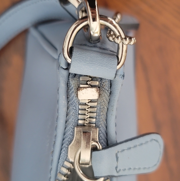 SOLD - Coach Soft Blue Leather Y2K Handbag Purse Baguette - Picture 14 of 14